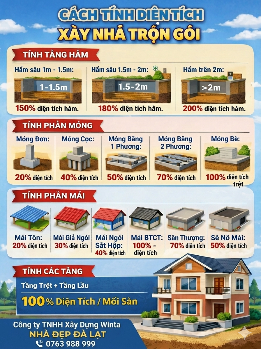 Cách tính diện tích xây dựng