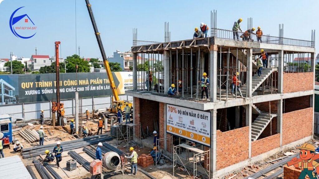 Quy Trình Thi Công Nhà Phần Thô Chuẩn Kỹ Thuật Từ A - Z 1 Quy trình thi công nhà phần thô chuyên nghiệp và chất lượng