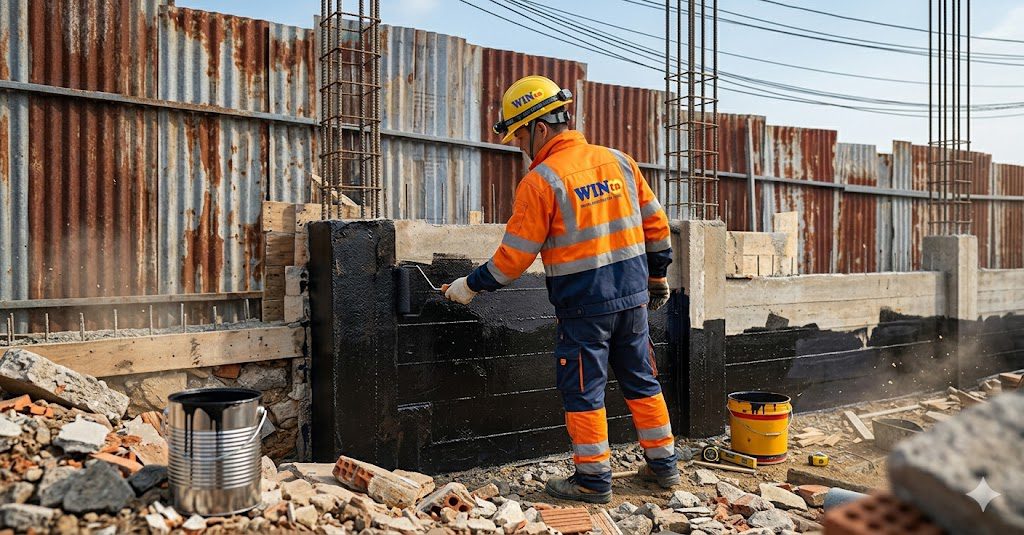 Kinh Nghiệm Xây Nhà Trọn Gói Đà Lạt: tiết kiệm và hợp lý nhất! 4 Thi công quét chống thấm vách hầm nhà phố của XD winta